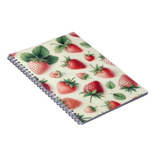 Carnet Fraises sur Crème Baies Aquarelle (Côté Droit)