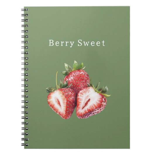Carnet Fraises Vert Olive Sucrées aux Fruits (Devant)