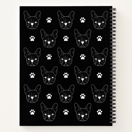 Carnet Français Bulldog Frenchie Motif personnalisé Noir (Dos)