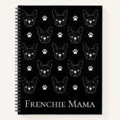 Carnet Français Bulldog Frenchie Motif personnalisé Noir (Devant)