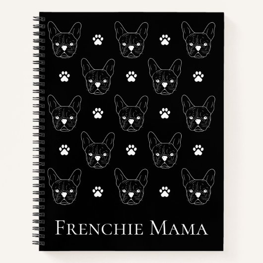 Carnet Français Bulldog Frenchie Motif personnalisé Noir (Devant)
