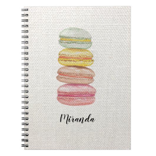 Carnet Français Macarons aquarelle peinte à la main (Devant)