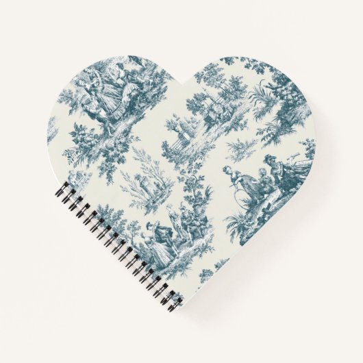 Carnet Français toile de jouy sage vert élégant (Devant)