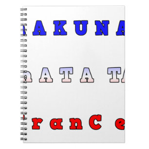 Carnet fRANCE HAKUNA MATATA BLUE WHITE RED UNITY COLORS T