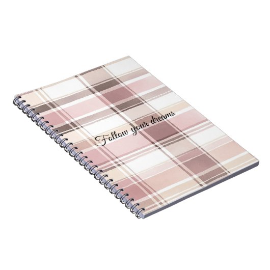 Carnet Frappes Plaid Chic Rose Crème Blanche (Côté Droit)