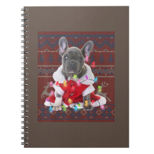 Carnet French bulldog Christmas Lights Ugly Sweater Dog