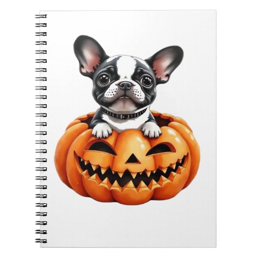 Carnet French Bulldog Happy Halloween Classique citrouill (Devant)