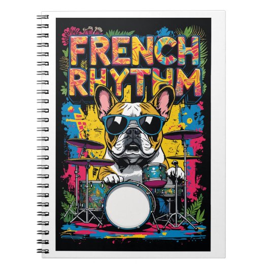 Carnet French Bulldog Playing Drums (Devant)