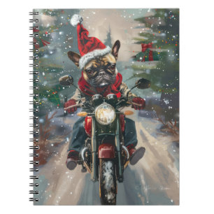 Carnet French Bulldog Riding Moto Noël