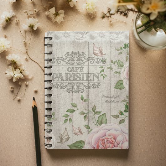Carnet French Café Parisien Floral Bois Board