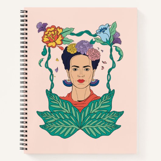 Carnet Frida Kahlo Graphisme du cadre floral (Devant)