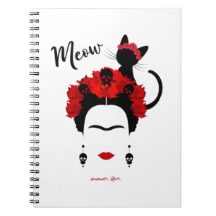 Carnet Frida Kahlo portrait et mignonne meow Mexicain Cha