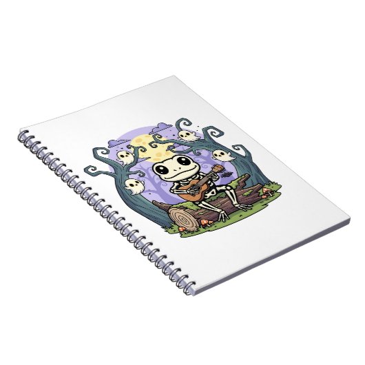 Carnet Frog Skeleton Playing Ukulele with Ghosts (Côté Droit)