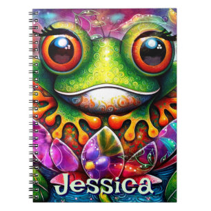 Carnet Frog Whimsical Art Abstrait Floral Personnalisé