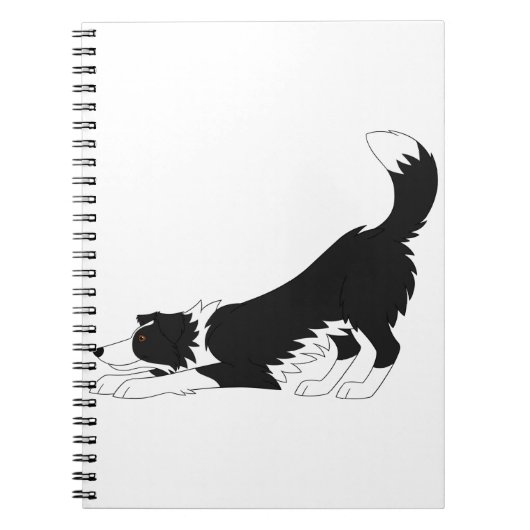 Carnet Frontière noire et blanche Collie Yoga (Devant)