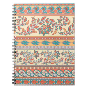 Carnet Frontières florales indiennes Motif sans joint