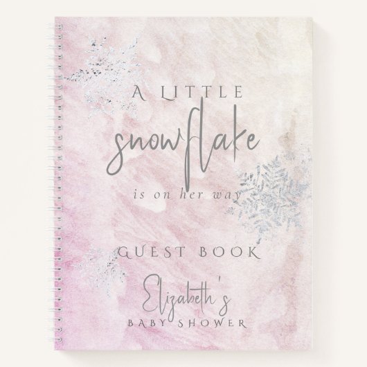 Carnet Frozen Snowflake Pink Baby Shower Guest Book (Devant)