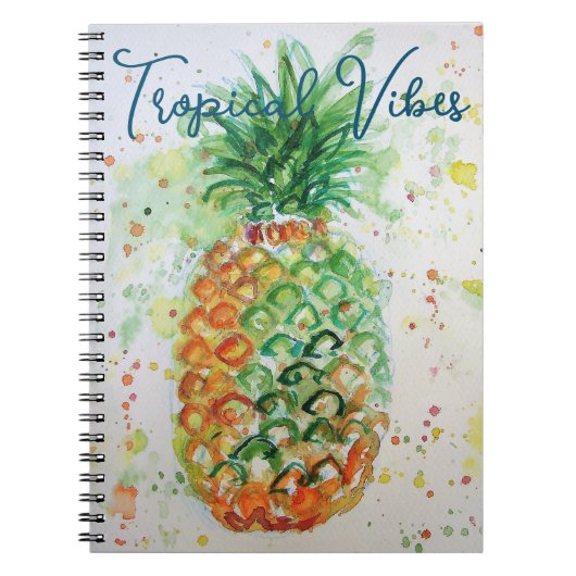 Carnet Fruit d'ananas jaune vibes tropicales de plage (Devant)