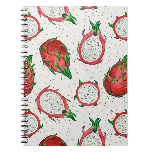 Carnet Fruit de dragon rouge sur blanc (Devant)
