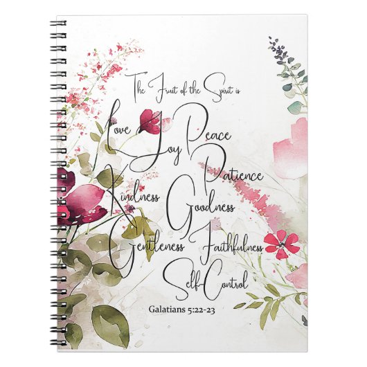 Carnet Fruit de l'Esprit floral rose (Devant)