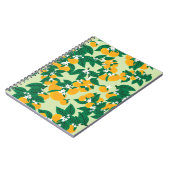 Carnet Fruit orange : motif vintage vert. (Côté gauche)
