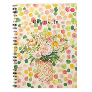 Carnet Fruité Rose Vert Jaune Ananas Floral