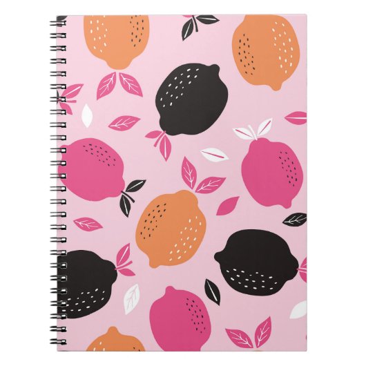 Carnet Fruits d'agrumes, motif textile vintage. (Devant)