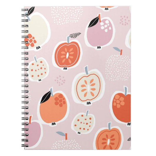 Carnet Fruits de pomme, abstrait, motif d'été (Devant)