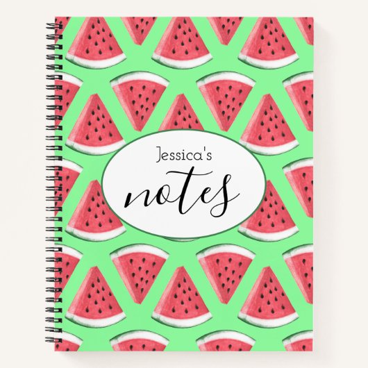 Carnet Fruits d'été rose vert pastèque (Devant)