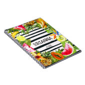 Carnet Fruits et fleurs tropicaux sur bandes noires (Côté Droit)