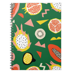 Carnet Fruits tropicaux : motif transparent et vibrant.