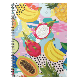 Carnet Fruits tropicaux, Motif Vintage sans soucis.