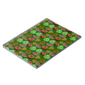 Carnet Fruits tropicaux motifs et vert arrière - plan (Côté gauche)