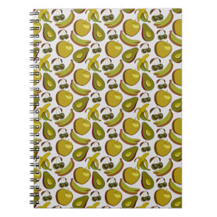 Carnet Fruits tropicaux sans couture motif jaune et blanc