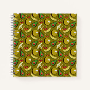 Carnet Fruits tropicaux sans soudure motif jaune