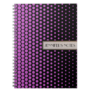 Carnet Fuchsia à pois élégant moderne noir