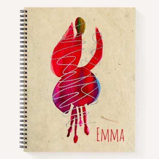 Carnet Fuchsia abstraite aquarelle florale (Devant)