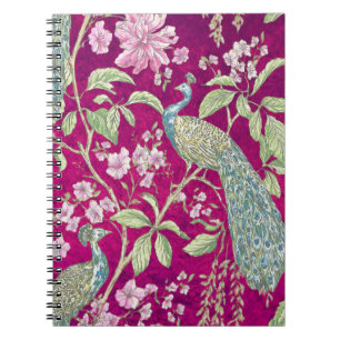 Carnet Fuchsia Chinoiserie paon floral