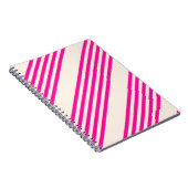 Carnet Fuchsia et beige cinq rayures motif (Côté Droit)