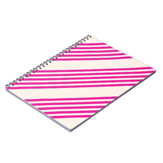 Carnet Fuchsia et beige cinq rayures motif (Côté gauche)