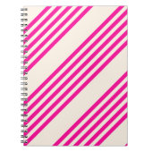Carnet Fuchsia et beige cinq rayures motif (Devant)