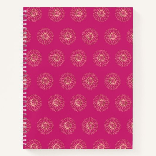 Carnet Fuchsia | Golden Zinnia Flower Medallions (Devant)