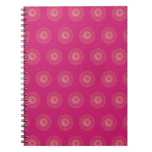Carnet Fuchsia | Golden Zinnia Flower Medallions (Devant)