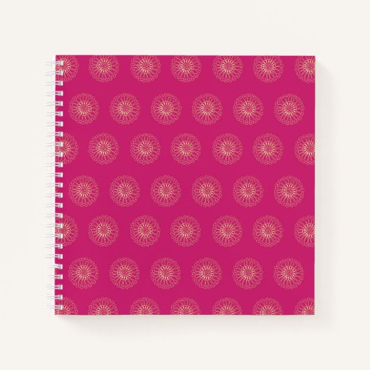Carnet Fuchsia | Golden Zinnia Flower Medallions (Devant)