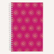 Fuchsia | Médaillons de fleurs de Zinnia dorées