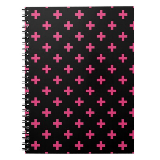 Carnet Fuchsia polka croise sur noir (Devant)