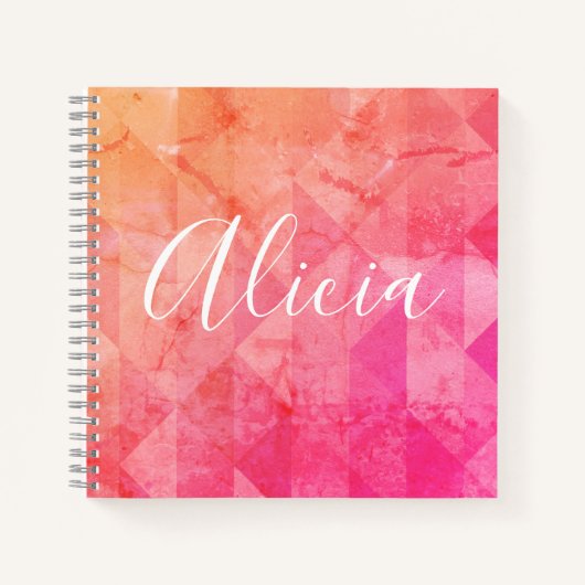 Carnet Fuchsia rose orange moderne aquarelle (Devant)