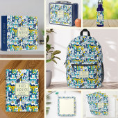 Carnet Fun Blue Yellow Dogs Motif Nom personnalisé