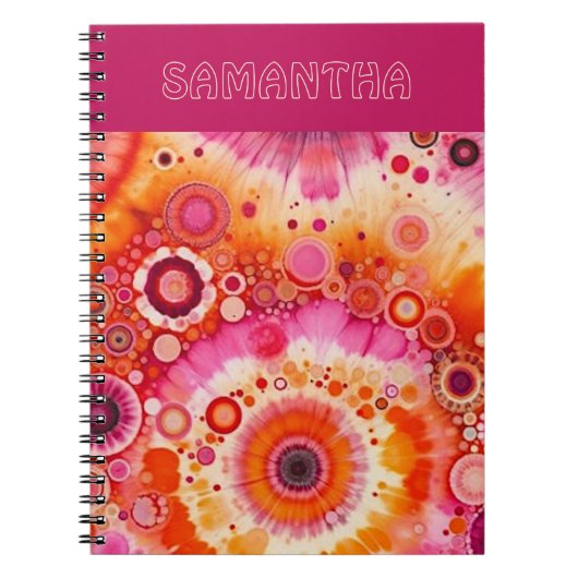 Carnet Fun Bold Orange Hot Rose Batik Circles Art Motif (Devant)