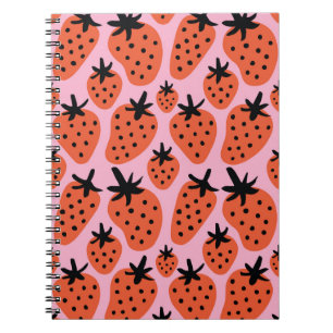 Carnet Fun dessin libre fraise sans couture motif d